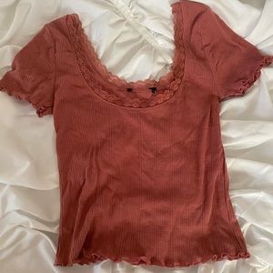 pointelle rust crop top